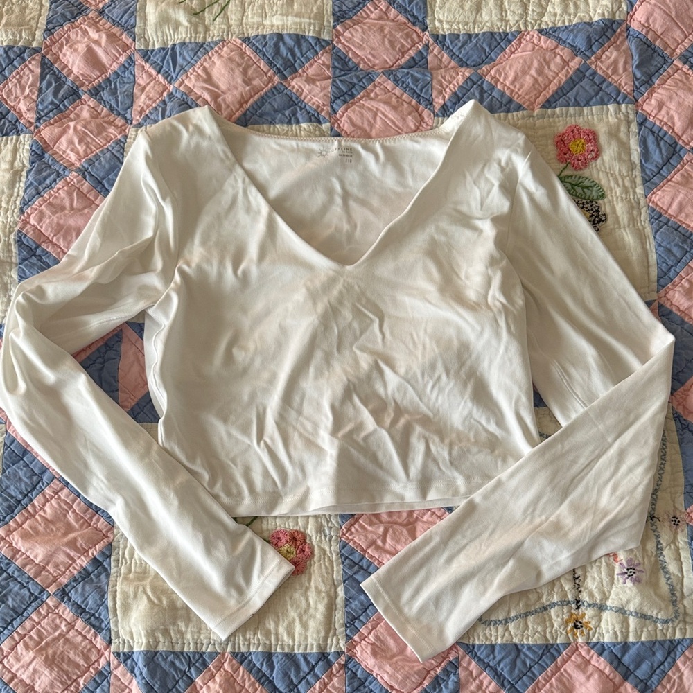 Offline by aerie White V-Neck Long Sleeve Top